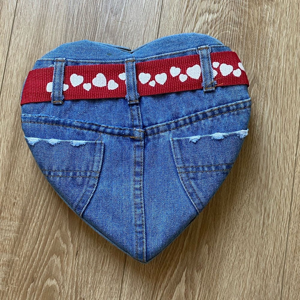 Empty Denim Candy Heart Shaped Box